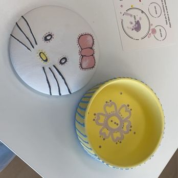 Prettyin’ Pottery - jar i painted hello kitty on, before being fired - Paint-Your-Own Pottery Near Me - Webster, Texas Prettyin’ Pottery - jar i painted hello kitty on, before being fired - Paint-Your-Own Pottery Near Me - Webster, Texas