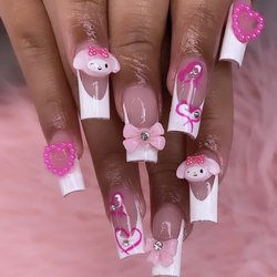 Chanel Nails - Acrylic nail set with hand drawn designs and kawaii decals