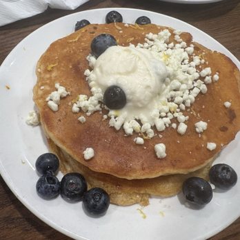 Another Broken Egg Cafe - Lemon Blueberry Goat Cheese Pancakes - Breakfast & Brunch Near Me - Atlanta, Georgia