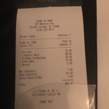 Fiore Di Mare - Check for dinner for two on a Saturday night - Italian Near Me - Staten Island, New York