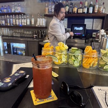 Memo's Cocina & Tequila Bar - Bartender, Dominic, who made this tasty michelada. - Mexican Near Me - Turlock, California