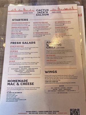 Menu photo 6 Cactus Jack's Saloon & Grill Evergreen, CO