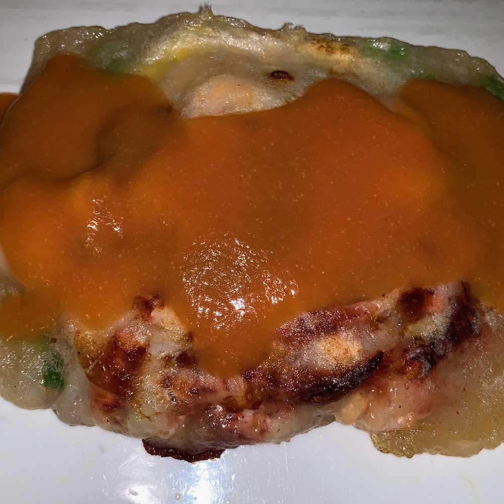 Facing East - Sweet Potato Flour Pancake w/ mixed seafood and veggies $10.25 - Chinese Near Me - Bellevue, Washington Facing East - Sweet Potato Flour Pancake w/ mixed seafood and veggies $10.25 - Chinese Near Me - Bellevue, Washington