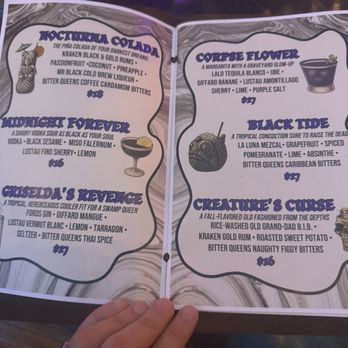 Forgotten Tonic - Welcome to the black lagoon drink menu - Wine Bars Near Me - Saint Augustine, Florida