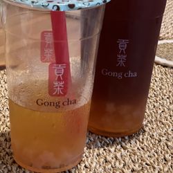 Gong Cha - Westfield - Passionfruit Green Tea (left) and lychee oolong (right)