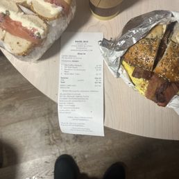 NY Style Bagel, Bacon Egg & Cheese with Potatoes Special, coffee NY Style Bagel, Bacon Egg & Cheese with Potatoes Special, coffee