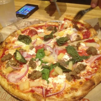 Blaze Pizza - Meat lovers. Add basil, Gorgonzola cheese, olivina mozzarella, feta cheese and drizzle with pesto oil. - Pizza Near Me - Pasadena, California Blaze Pizza - Meat lovers. Add basil, Gorgonzola cheese, olivina mozzarella, feta cheese and drizzle with pesto oil. - Pizza Near Me - Pasadena, California