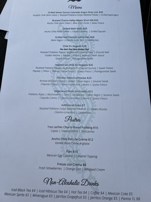 Menu photo 6 Escondido Santa Fe, NM