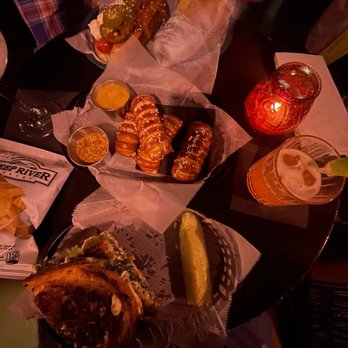 All Souls Lounge - Grilled cheese with apple, hot honey and Brie, and cream cheese dawg with carmelized onions. And a damn good pretzel. - Lounges Near Me - Salem, Massachusetts