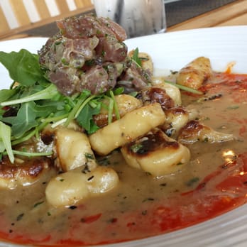 Pinstripes - Gnocchi & Ahi Tuna: garlic, cilantro, lime, olive oil, & calabrese vinaigrette. ($20) - Bowling Near Me - Overland Park, Kansas Pinstripes - Gnocchi & Ahi Tuna: garlic, cilantro, lime, olive oil, & calabrese vinaigrette. ($20) - Bowling Near Me - Overland Park, Kansas