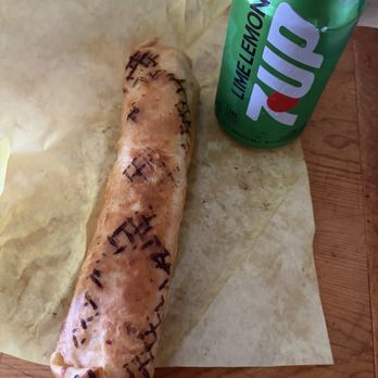 Al's Hot Chicken - Grilled Chicken Kabob Wrap - next to 7up for size. Hefty and yummy - Chicken Shop Near Me - Los Angeles, California