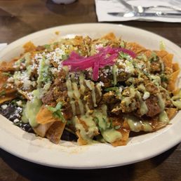 Chilaquiles with homemade chorizo