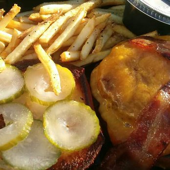 The Patio at Unscripted - Barbecue burger & side of fries - New American Near Me - Durham, North Carolina The Patio at Unscripted - Barbecue burger & side of fries - New American Near Me - Durham, North Carolina