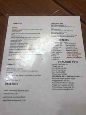 Menu photo 4 Sunrise Caribbean Restaurant Washington, DC, DC