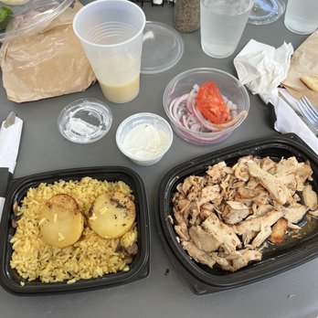 Grill House - Homemade Chicken Gyros Plate.  Forget these sides. - American Near Me - Northbrook, Illinois