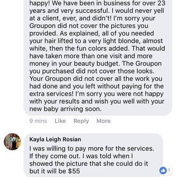 Changes Salon - Owners response to Facebook review - Hair Salons Near Me - Chagrin Falls, Ohio