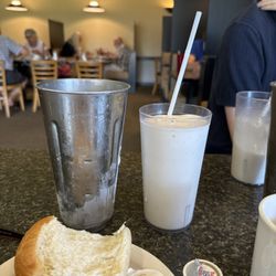 Patterson's Family Restaurant - Famous vanilla shakes. The metal mixing tumbler has half again shake to top up your glass. Delicious!