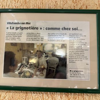 La Grignotiere - Newspaper articles on the restaurant - French Near Me - Villefranche-sur-Mer, 06 La Grignotiere - Newspaper articles on the restaurant - French Near Me - Villefranche-sur-Mer, 06