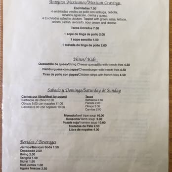 Tacos Don Vicente - Menu frontside - Mexican Near Me - Wilmington, Delaware