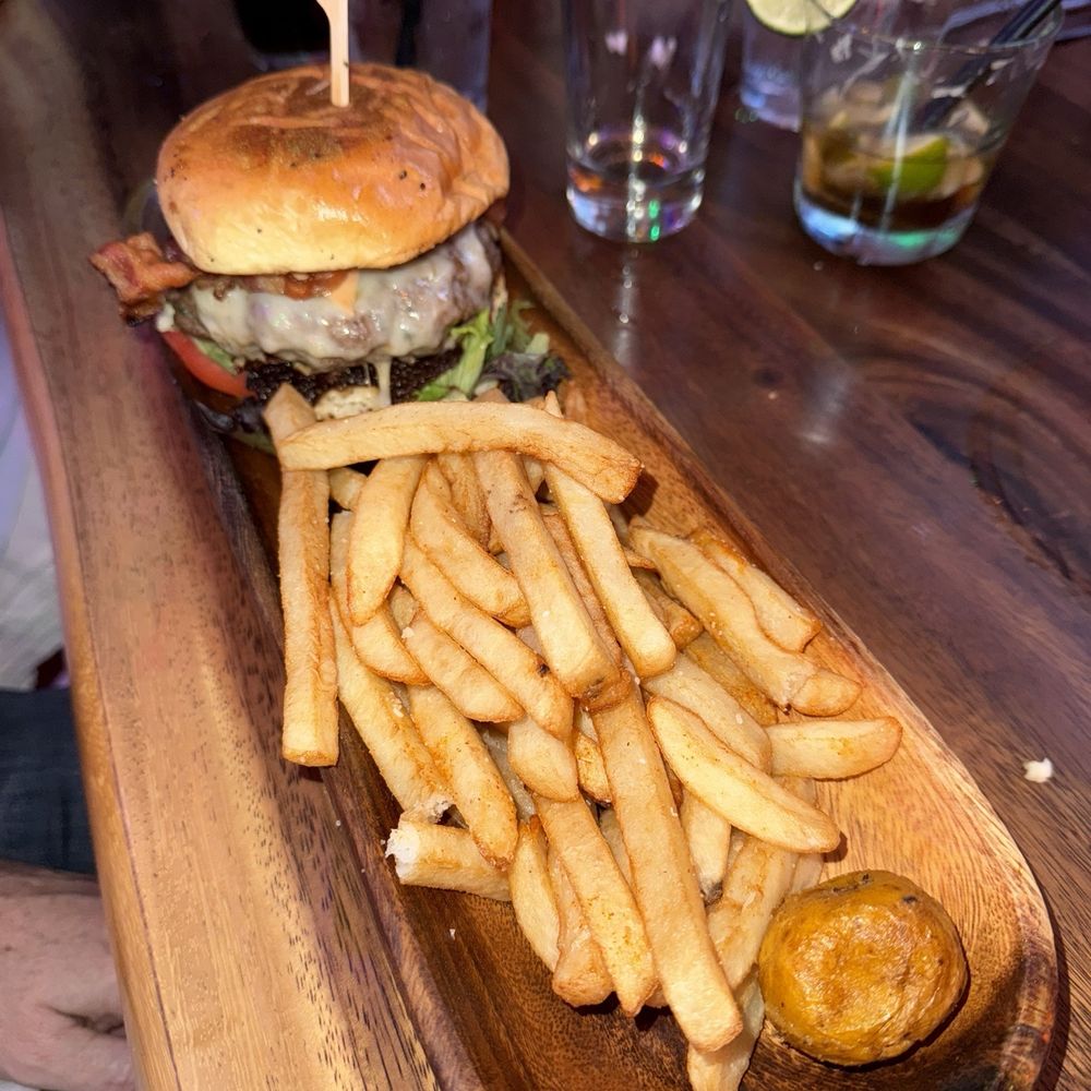 Barroco - Barroco Burger w/ classic french fries - Latin American Near Me - Lakewood, Ohio Barroco - Barroco Burger w/ classic french fries - Latin American Near Me - Lakewood, Ohio