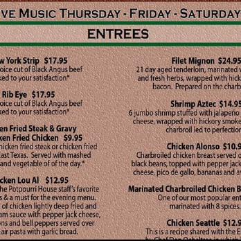 The Potpourri House - Entrees - American Near Me - Tyler, Texas The Potpourri House - Entrees - American Near Me - Tyler, Texas