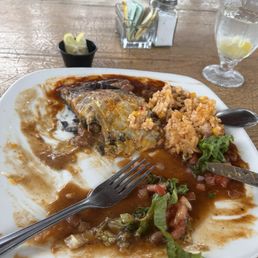 Delicious corn enchiladas with red sauce even though I asked for Christmas. Quaint little restaurant and Inn Delicious corn enchiladas with red sauce even though I asked for Christmas. Quaint little restaurant and Inn