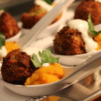 Culinary Artz Catering - Falafel Bites with Butternut Mash & Tahini Yogurt Sauce - Caterers Near Me - Fort Lauderdale, Florida Culinary Artz Catering - Falafel Bites with Butternut Mash & Tahini Yogurt Sauce - Caterers Near Me - Fort Lauderdale, Florida