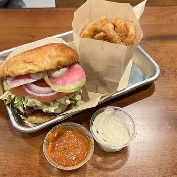 Burns Road - Heritage Burger with Cheese, masala ketchup, and aioli sauces. - Burgers Near Me - Tustin, California Burns Road - Heritage Burger with Cheese, masala ketchup, and aioli sauces. - Burgers Near Me - Tustin, California