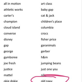 Once Upon A Child - Every popular brand they buy with old navy circled - Children's Clothing Near Me - Tampa, Florida Once Upon A Child - Every popular brand they buy with old navy circled - Children's Clothing Near Me - Tampa, Florida