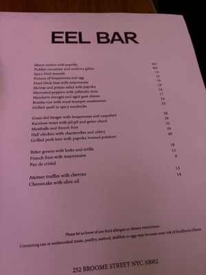 Menu photo 1 Eel Bar New York, NY