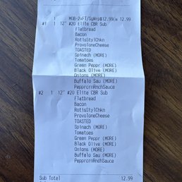 Lady on phone claimed the receipt didn't say toasted, apparently they can't read... says it right under the provolone cheese. TOASTED!!!