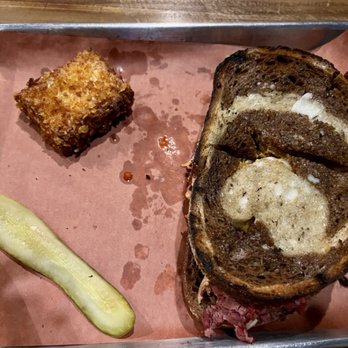 SMKD BBQ - Pastrami on marbled rye with a side of kugel - American Near Me - Henderson, Nevada SMKD BBQ - Pastrami on marbled rye with a side of kugel - American Near Me - Henderson, Nevada
