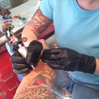 Time Bomb Tattoos & Curiosities - Sarah hard at work. - Tattoo Near Me - Frederick, Maryland
