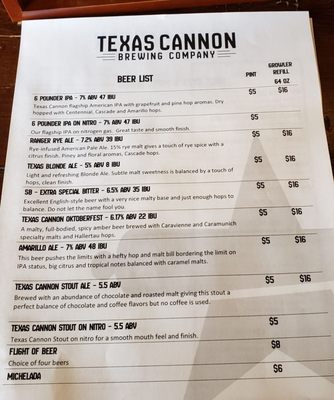 Menu photo 8 Texas Cannon Brewing Blanco, TX Menu photo 8 Texas Cannon Brewing Blanco, TX