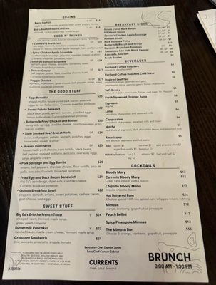 Menu photo 1 Currents at The Riverhouse Bend, OR