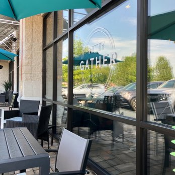 Gather - tables and umbrellas outside a restaurant - Coffee & Tea Near Me - Chesapeake, Virginia