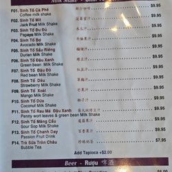 Menu as of Sept. 27 2025
