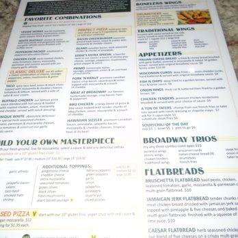 Broadway Bar & Pizza - Front of the menu. - Pizza Near Me - Elk River, Minnesota