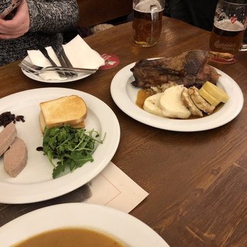 U Medvídků - House made pate on left and roasted duck on the right. Pate is oniony. - Breweries Near Me - Prague, Puerto Rico U Medvídků - House made pate on left and roasted duck on the right. Pate is oniony. - Breweries Near Me - Prague, Puerto Rico