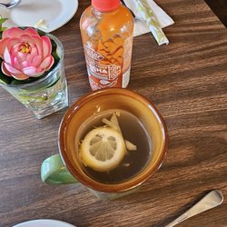 Honey-ginger-lemon tea is not too sweet--a cup of love and good health!