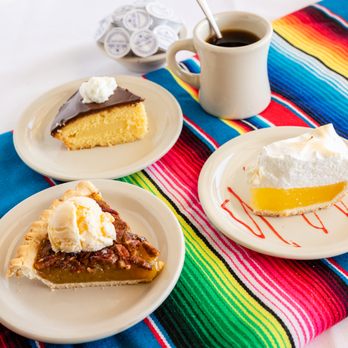 Town House Restaurant - two plates of pies and a cup of coffee - Tex-Mex Near Me - Uvalde, Texas Town House Restaurant - two plates of pies and a cup of coffee - Tex-Mex Near Me - Uvalde, Texas