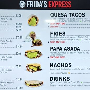 Frida's Taqueria - One menu screen - Mexican Near Me - San Diego, California Frida's Taqueria - One menu screen - Mexican Near Me - San Diego, California