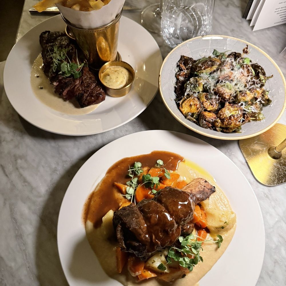 1928 Beacon Hill - braised short rib, Roasted Brussel Sprouts, Steak Frites - American Near Me - Boston, Massachusetts