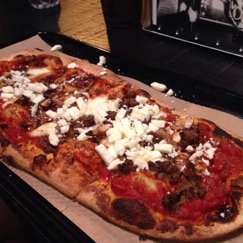 &pizza - Custom:traditional dough, classic tomato sauce, home made mozzarella, mushrooms, meatballs, mango salsa, feta cheese. - Pizza Near Me - Washington, DC, District of Columbia