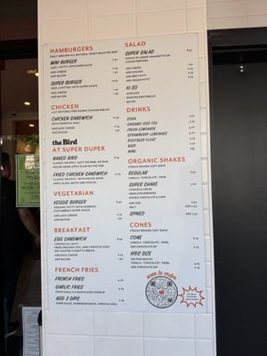 Menu photo 1 Super Duper Burgers San Francisco, CA Menu photo 1 Super Duper Burgers San Francisco, CA