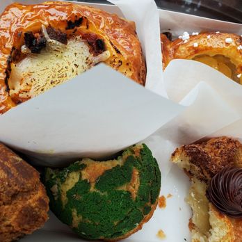 Jina Bakes - Galbi-jjim croissant, fruit (forgot which fruit :-) croissant, hojicha cream puff, matcha cream puff, kouign amann. - Bakeries Near Me - San Francisco, California Jina Bakes - Galbi-jjim croissant, fruit (forgot which fruit :-) croissant, hojicha cream puff, matcha cream puff, kouign amann. - Bakeries Near Me - San Francisco, California