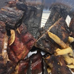 3/4 of our Full Rack Pork Ribs BBQ were inedible.  Super charred and dry.  Disappointing.
