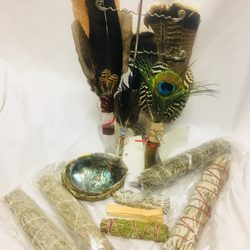 Crescent Moon Spiritual Goods - Sample of smudging supplies
