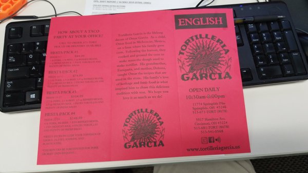 Menu photo 3 Tortilleria Garcia Cincinnati, OH