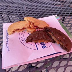 Tiff's Treats - New stuffed cookies- chocolate with caramel and peanut butter with raspberry jam. Tasty!